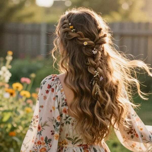 Fryzura boho – naturalne fale, luźne warkocze i romantyczne upięcia
